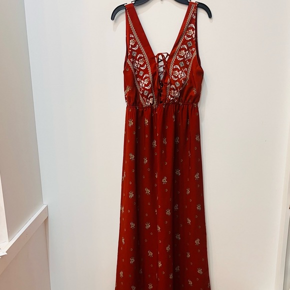 Boutique maxi dress floral size small rust - Picture 2 of 10